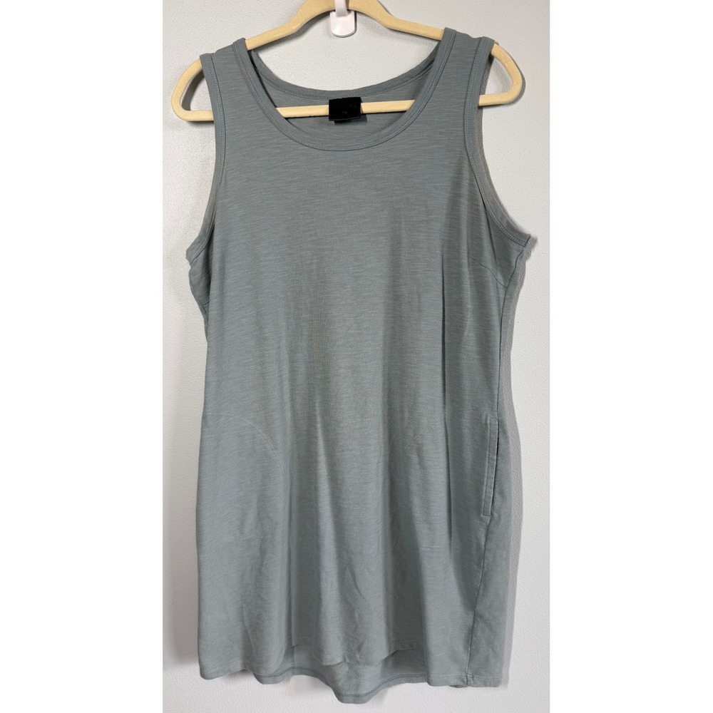 32 Degrees Cool Cotton Dress Size L Sage Green Pockets Slub Knit Athleisure
